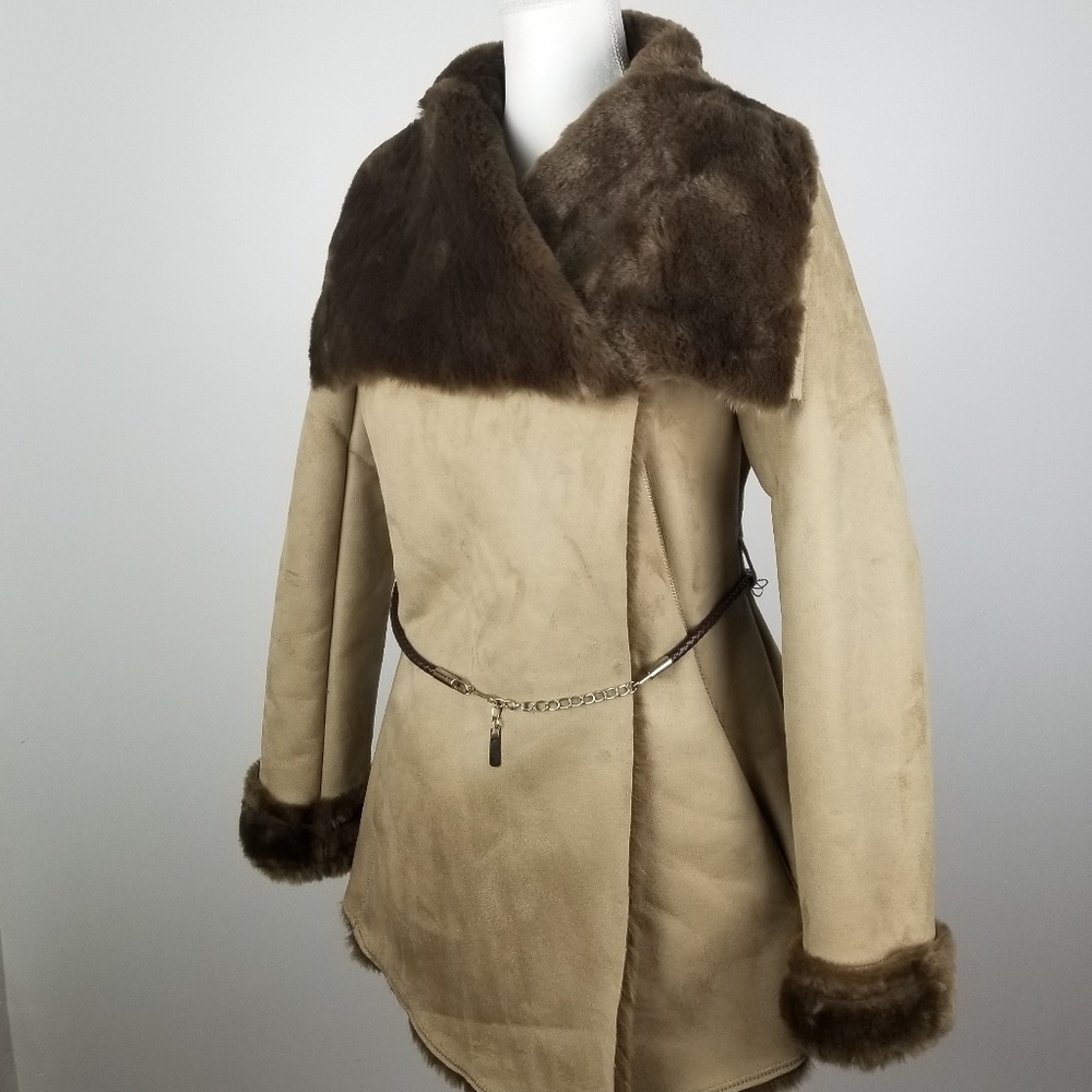 NEW! Jennifer Lopez Luxe Faux Fur Suede Coat - Picture 1 of 7